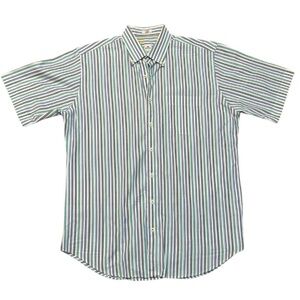 Peter Millar Blue White Striped Stripe Short Sleeve Button-up Shirt Size Large L
